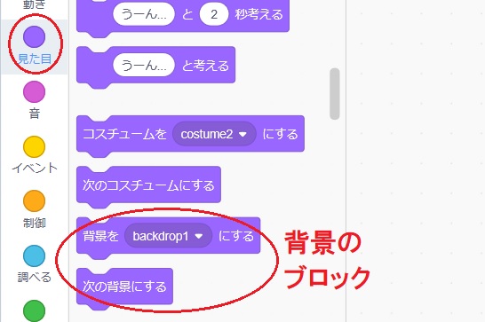 Scratchの背景の簡単な使い方の説明画像1