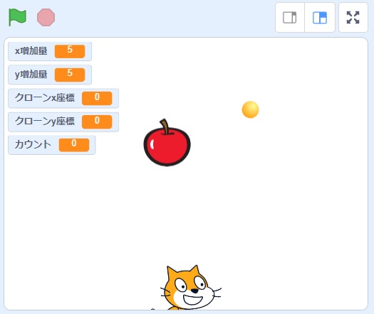 【Scratch】【ブロック崩し】ブロックの表示と当たり判定の説明画像1